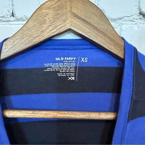 Old Navy blue and black striped long sleeve shirt - Picture 3 of 4